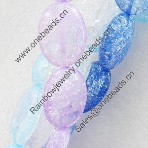 Crackle Glass Beads, Flat Oval, 18x25mm, Hole:Approx 1mm, Sold per 16-inch Strand 