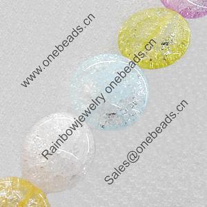 Crackle Glass Beads, Flat Round, 20mm, Hole:Approx 1mm, Sold per 16-inch Strand 