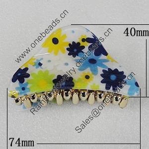 Fashional hair Clip with Acrylic, 74x40mm, Sold by Group