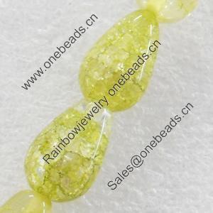 Crackle Glass Beads, Teardrop, 8x10mm, Hole:Approx 1mm, Sold per 16-inch Strand 