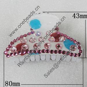 Fashional hair Clip with Acrylic, 80x43mm, Sold by Group