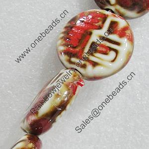 Ceramics Beads, Flat Round 26mm Hole:4mm, Sold by Bag