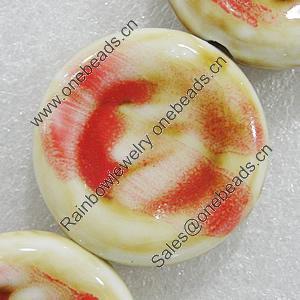 Ceramics Beads, Flat Round 41x12mm Hole:4.5mm, Sold by Bag