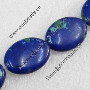 Turquoise Beads, Flat Oval, 13x18mm, Hole:Approx 1mm, Sold per 16-inch Strand