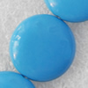 Turquoise Beads, Flat Round, 10mm, Hole:Approx 1mm, Sold per 16-inch Strand