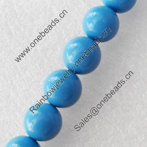 Turquoise Beads, Round, 10mm, Hole:Approx 1mm, Sold per 16-inch Strand