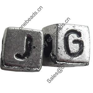 Antique Silver Plastic Beads, Mix Letter, 6mm, Hole:Approx 4mm, Sold by Bag