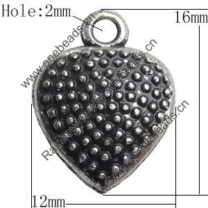Antique Silver Plastic Pendant, 12x16mm, Hole:Approx 2mm, Sold by Bag
