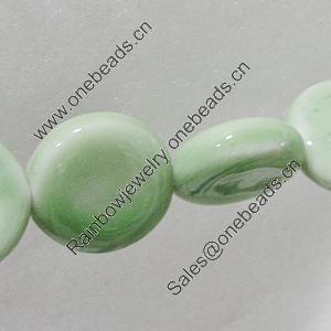 Ceramics Beads, Flat Round 17mm Hole:2mm, Sold by Bag