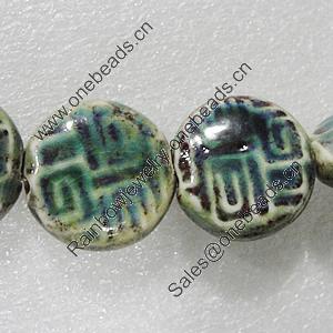Ceramics Beads, Flat Round 26mm Hole:4mm, Sold by Bag
