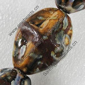 Ceramics Beads, Fluted Oval 35x27mm Hole:4mm, Sold by Bag