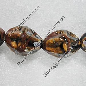 Ceramics Beads, Fluted Oval 36x25mm Hole:4mm, Sold by Bag