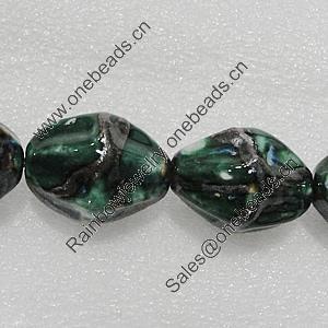 Ceramics Beads, Fluted Oval 35x27mm Hole:3.5mm, Sold by Bag