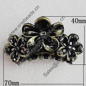 Fashional hair Clip with Plastic, 70x40mm, Sold by Group