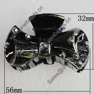 Fashional hair Clip with Plastic, 56x32mm, Sold by Group