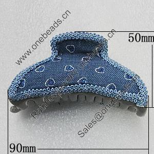 Fashional hair Clip with Cloth, 90x50mm, Sold by Group