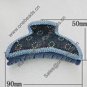 Fashional hair Clip with Cloth, 90x50mm, Sold by Group