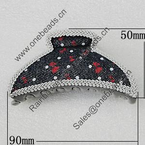 Fashional hair Clip with Cloth, 90x50mm, Sold by Group