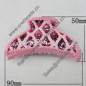 Fashional hair Clip with Leather, 90x50mm, Sold by Group