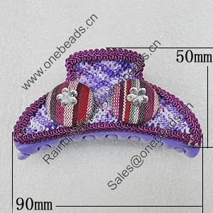 Fashional hair Clip with Cloth, 90x50mm, Sold by Group