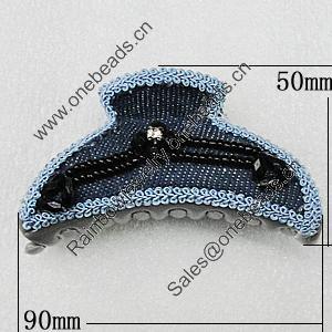 Fashional hair Clip with Cloth, 90x50mm, Sold by Group