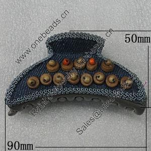 Fashional hair Clip with Cloth, 90x50mm, Sold by Group