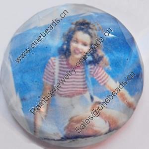 Resin Faceted Cabochons, No-Hole Jewelry findings, 40mm, Sold by Bag