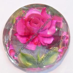 Resin Faceted Cabochons, No-Hole Jewelry findings, 30mm, Sold by Bag