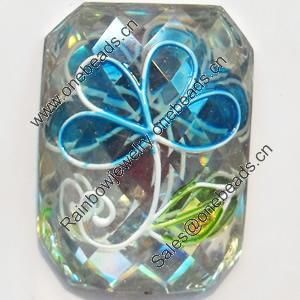 Resin Faceted Cabochons, No-Hole Jewelry findings, 25x35mm, Sold by PC