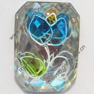 Resin Faceted Cabochons, No-Hole Jewelry findings, 25x35mm, Sold by PC