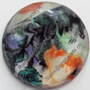 Resin Faceted Cabochons, No-Hole Jewelry findings, 30mm, Sold by Bag