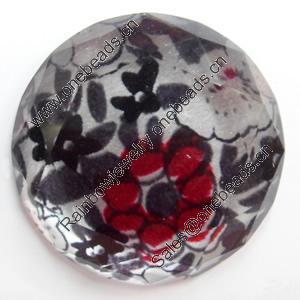 Resin Faceted Cabochons, No-Hole Jewelry findings, 30mm, Sold by Bag