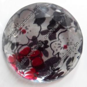 Resin Faceted Cabochons, No-Hole Jewelry findings, 30mm, Sold by Bag