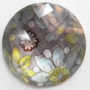 Resin Faceted Cabochons, No-Hole Jewelry findings, 30mm, Sold by Bag