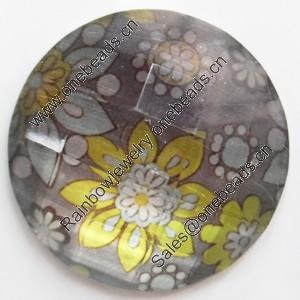 Resin Faceted Cabochons, No-Hole Jewelry findings, 30mm, Sold by Bag