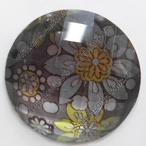 Resin Faceted Cabochons, No-Hole Jewelry findings, 30mm, Sold by Bag