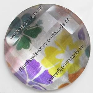 Resin Faceted Cabochons, No-Hole Jewelry findings, 30mm, Sold by Bag