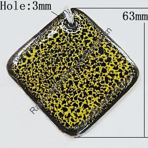 Ceramic Pendants, Diamond 63mm Hole:3mm, Sold by PC
