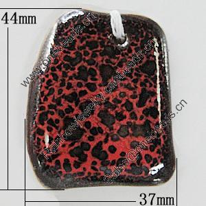 Ceramic Pendants, Nugget 44x37mm Hole:3mm, Sold by PC
