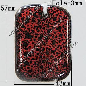 Ceramic Pendants, Rectangle 57x43mm Hole:3mm, Sold by PC