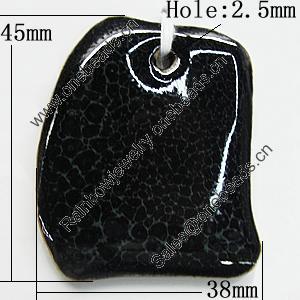 Ceramic Pendants, Nugget 45x38mm Hole:2.5mm, Sold by PC