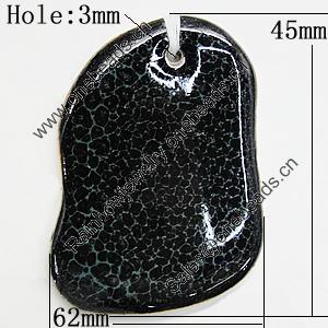 Ceramic Pendants, Nugget 62x45mm Hole:2.5mm, Sold by PC