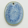 Ceramic Pendants, Flat Oval 46x36mm Hole:2.5mm, Sold by PC