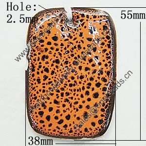 Ceramic Pendants, Rectangle 55x38mm Hole:2.5mm, Sold by PC