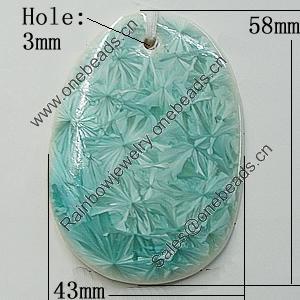 Ceramic Pendants, Nugget 58x43mm Hole:3mm, Sold by PC