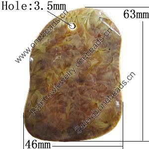 Ceramic Pendants, Nugget 63x46mm Hole:3.5mm, Sold by PC