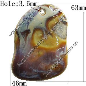 Ceramic Pendants, Nugget 63x46mm Hole:3.5mm, Sold by PC