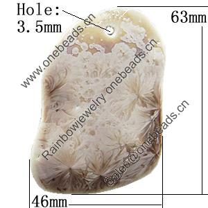 Ceramic Pendants, Nugget 63x46mm Hole:2.5mm, Sold by PC