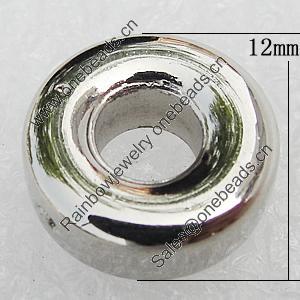Jewelry findings, CCB Plastic Beads, Platina Plated, Donut 12mm Hole:5mm, Sold by Bag