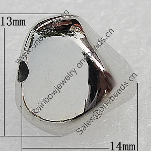Jewelry findings, CCB Plastic Beads, Platina Plated, Nugget 14x13mm Hole:2.5mm, Sold by Bag